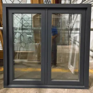 48x48 Casement Window with a brown frame