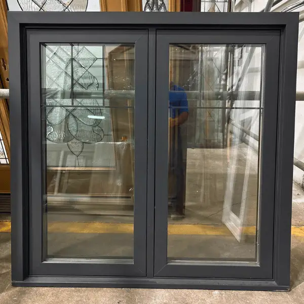 48x48 Casement Window with a brown frame