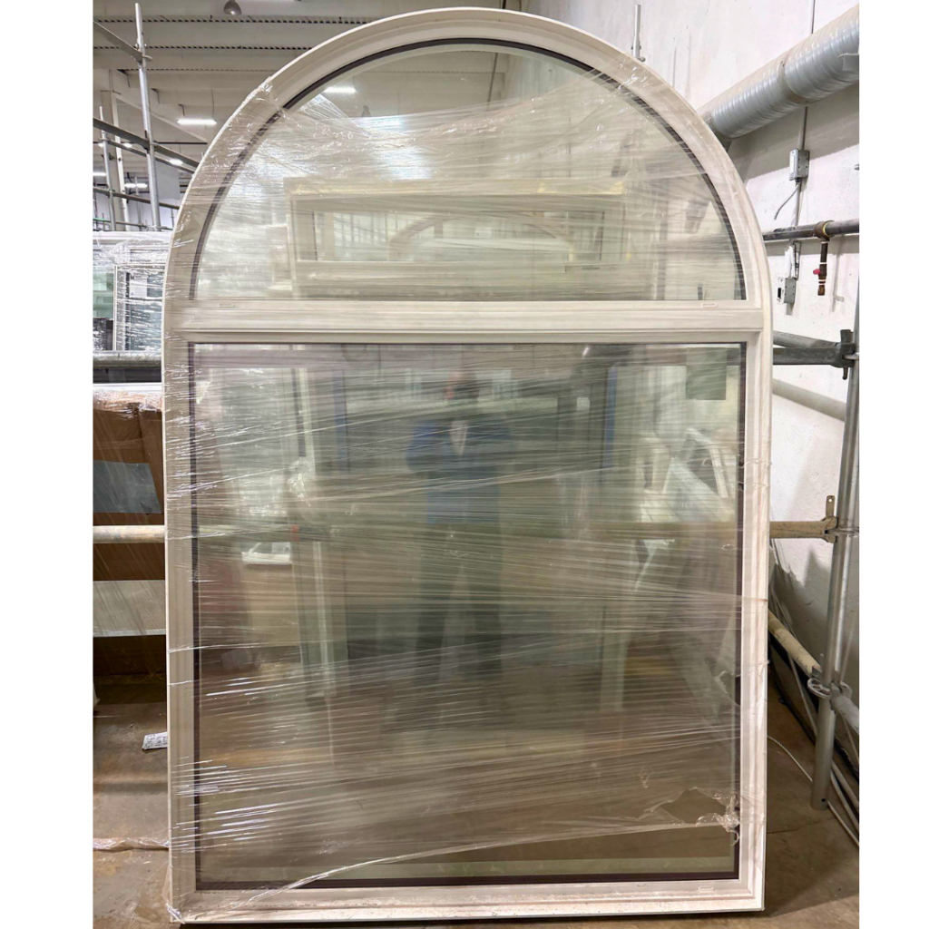 59 x 89 Arch Picture window with a white frame