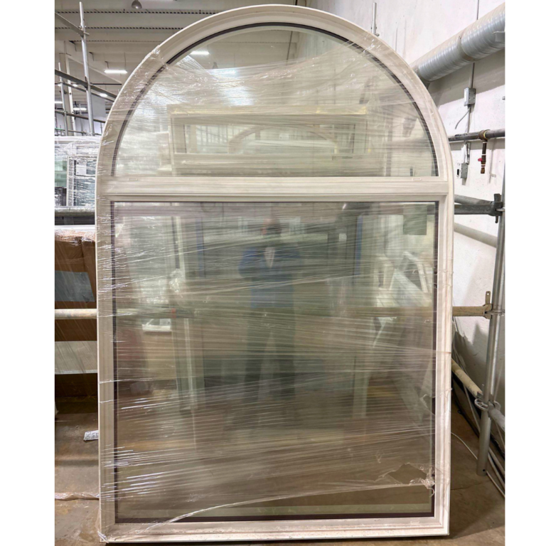 59 x 89 Arch Picture window with a white frame