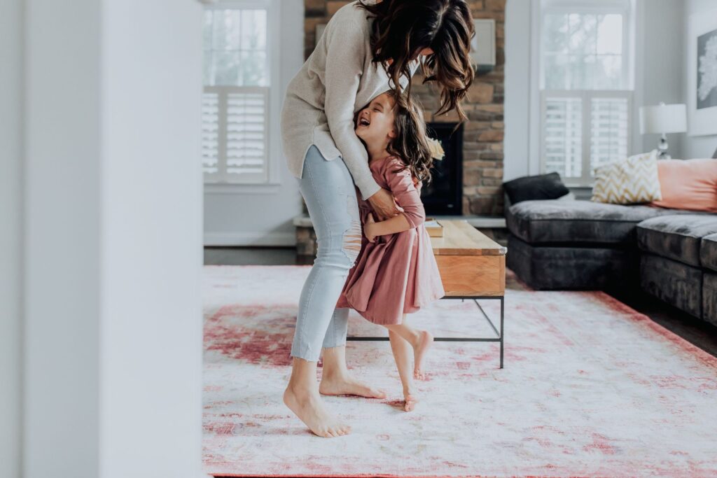 Family spending time together in a bright and comfortable living room