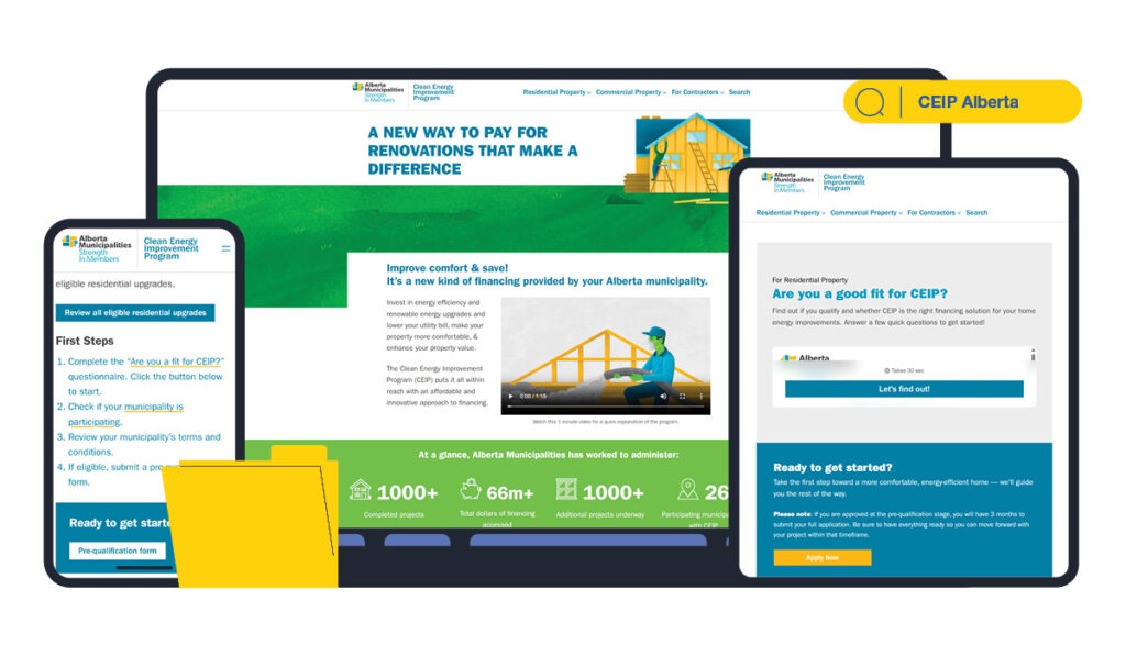 CEIP Alberta website displayed on desktop, tablet, and mobile devices